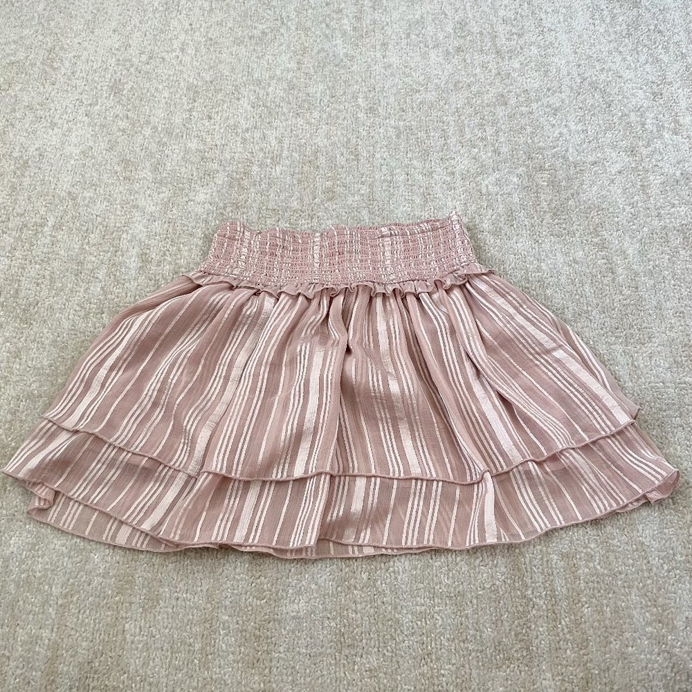 Abercrombie & Fitch Striped Ruffle Mini Skirt XS Pink